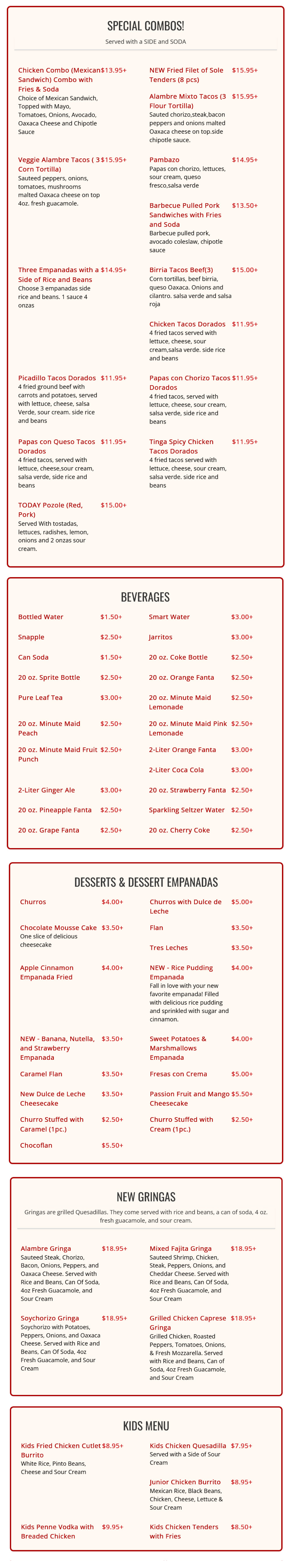 menu