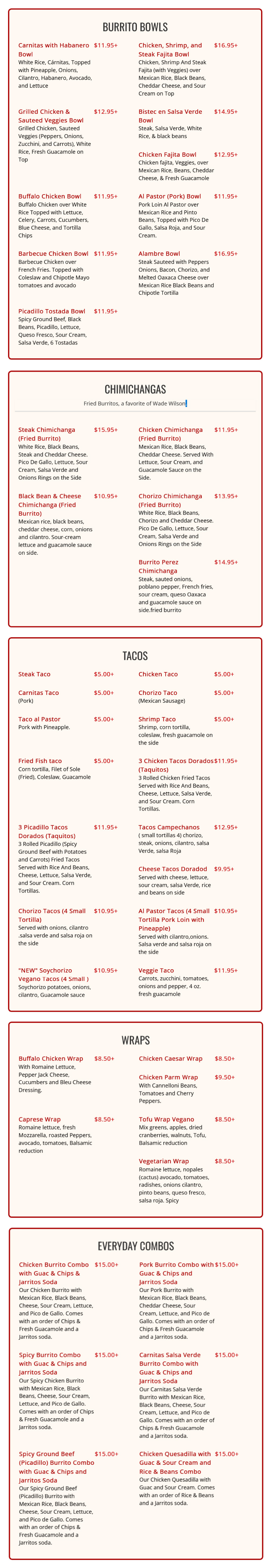 menu