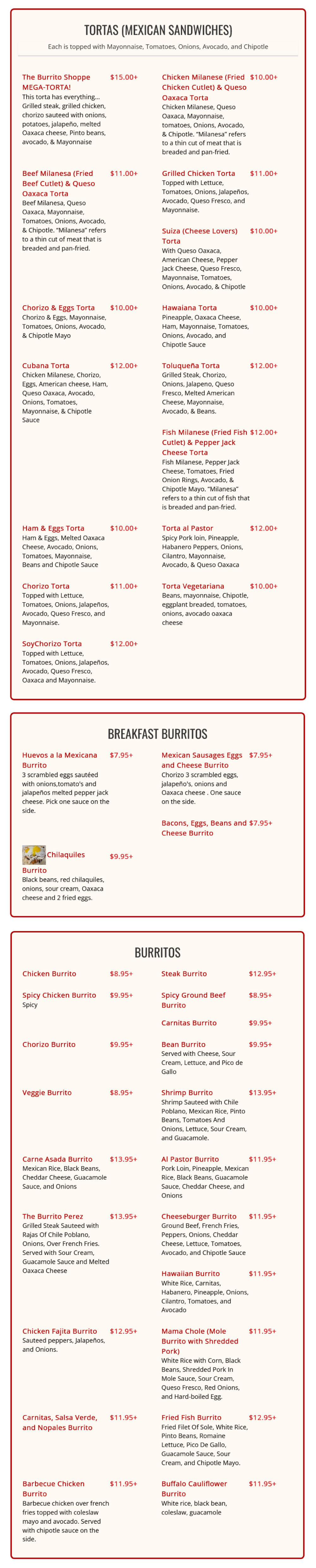 menu